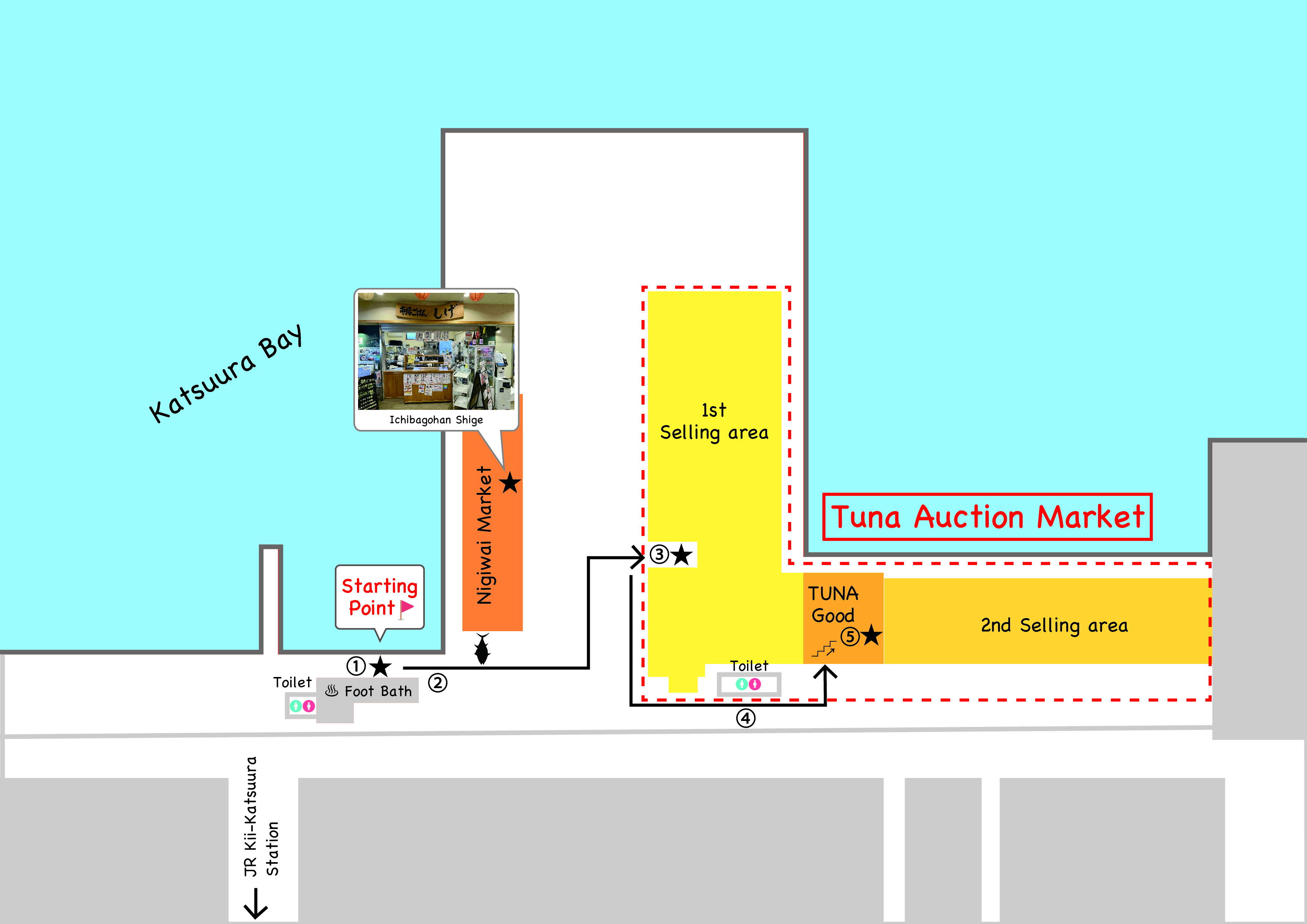Map showing directions to the next location